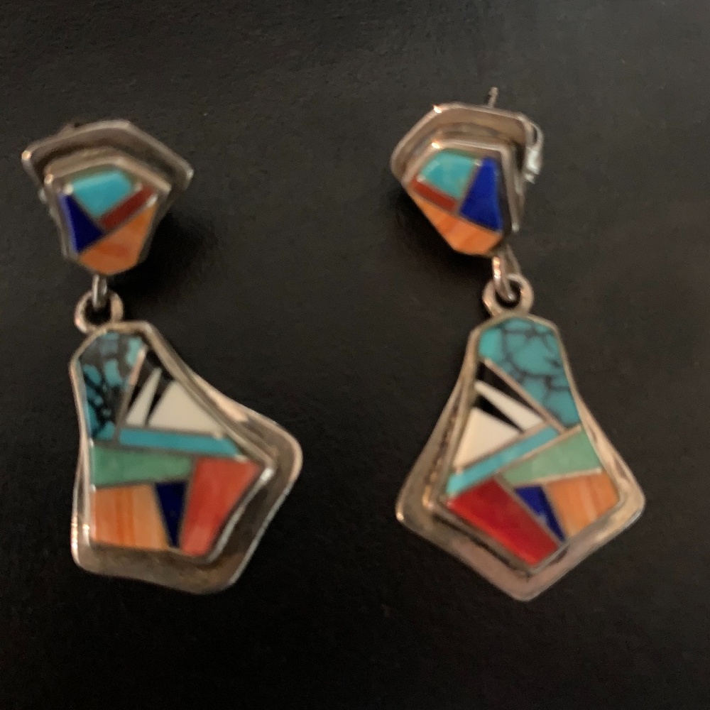 Navajo Artist Rick Tolino Sterling Silver Earrings